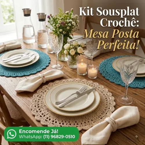 Kit Sousplat Crochê: Mesa Posta Perfeita!