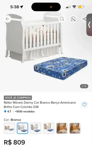 Vende-se Berço Americano com colchão D18