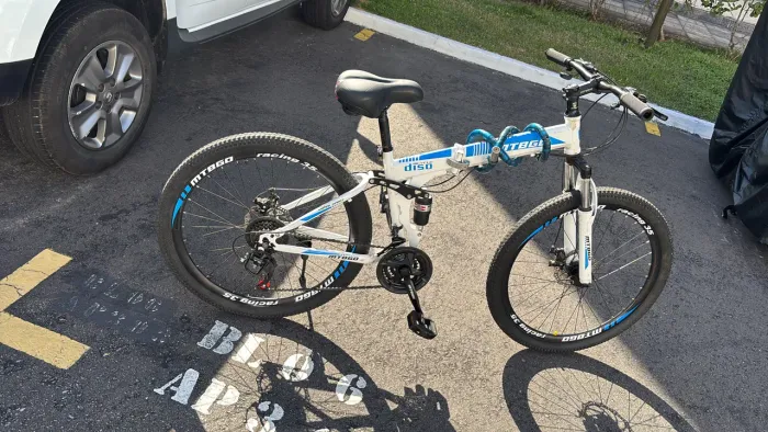 Bicicleta dobrável Aro 26 quadro 19 freio a disco