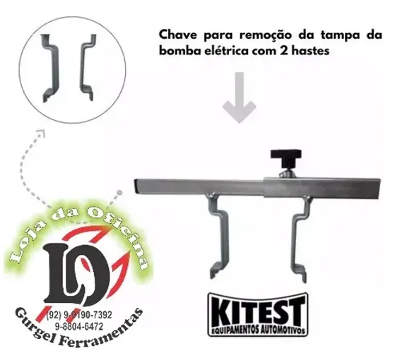 Chave para remoção da tampa plastica da bomba elétrica com 2 hastes - KITEST-KF082