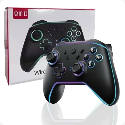 Controle Gamer Sem Fio Wireless Bluetooth Com Luz De Led RGB GM II SN2208