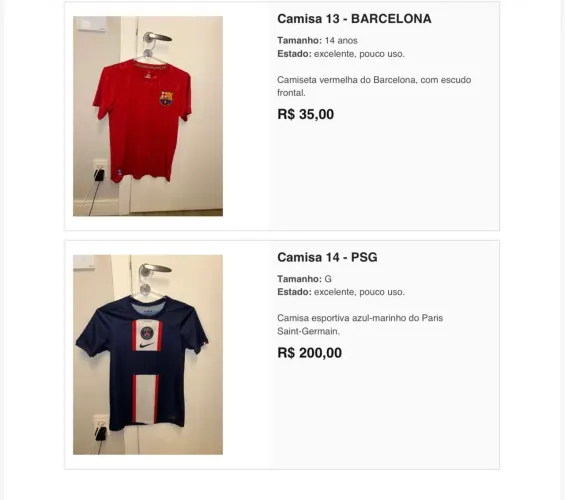 Camisas originais time futebol infantil