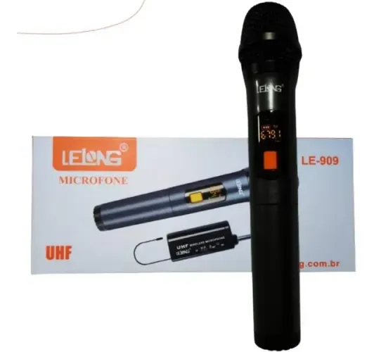 Microfone Sem Fio Profissional Lelong Le-909 Alcance 30m