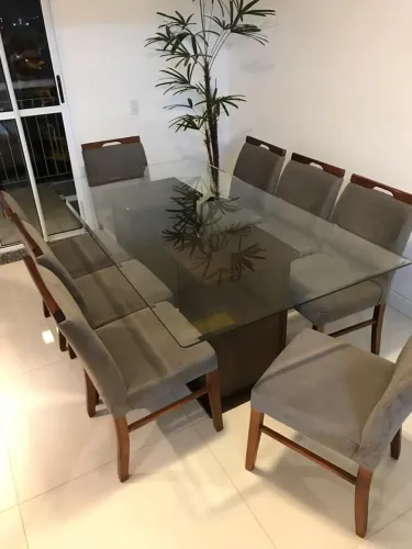 Mesa de Vidro 8 Cadeiras