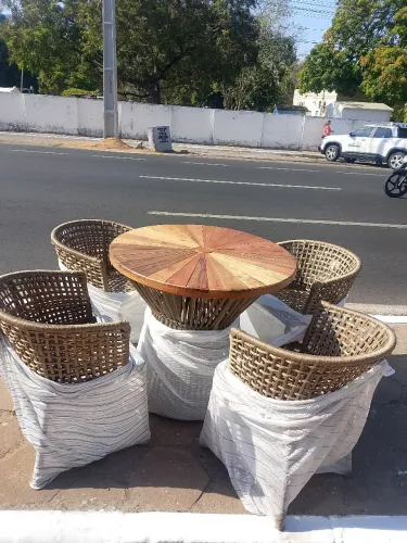 Conjunto 4 cadeiras e mesa corda náutica 