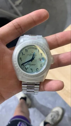 Relógio estilo Rolex day date arábigo super clone movimento 3255 cartão NFC e documentos