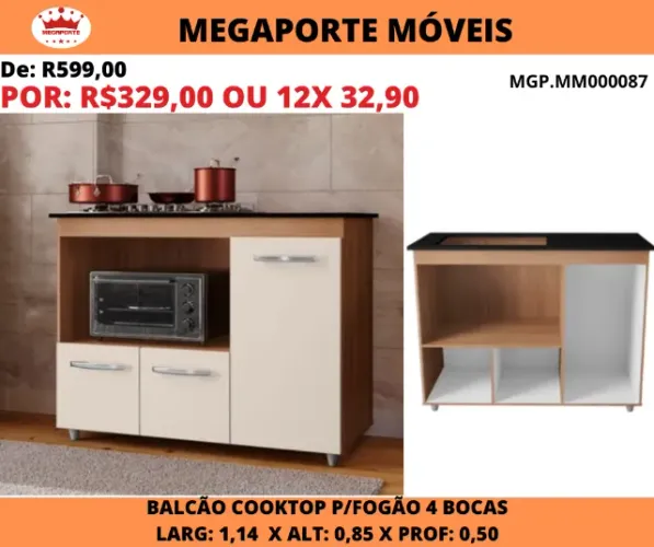 BALCÃO DE COOKTOP P/04 BOCAS