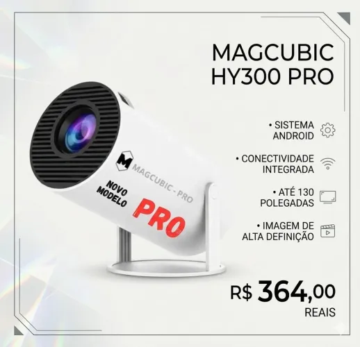 Projetor MAGCUBIC HY300 PRO ORIGINAL Com Android (Recuse Se Não Tiver a Marca Magcubic)