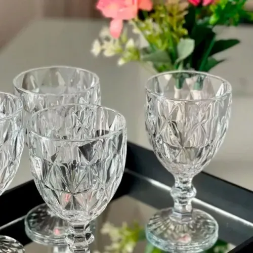 Jogo C/ 6 Taças Vidro 240Ml Diamond Transparente