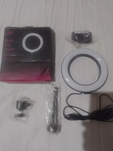 Ring light mesa led 3 cores ,suporte Cel e tripé