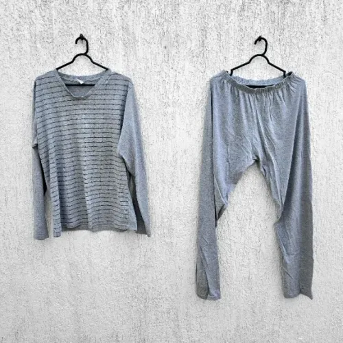 Pijama Masculino Cinza | Conjunto Blusa Manga Longa e Calça | Conforto | Tam G/L