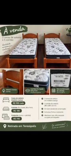 À VENDA - 2 CAMAS DE SOLTEIRO + 1 COLCHÃO