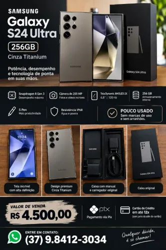 Samsung Galaxy S24 Ultra 256GB Cinza Titanium Impecável