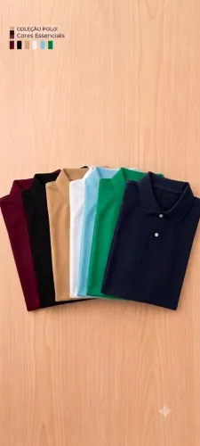 kit 7 camisetas polo piquet algodão p