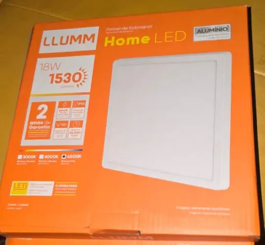 Painel de sobrepor Led Quadrado 18w Bronzearte Llum 6500k