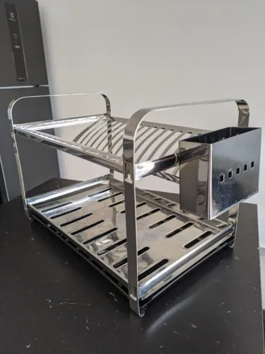 Escorredor De Louca Inox 16 Pratos Talher Inox Mak Inox