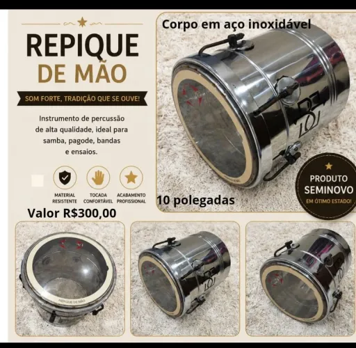 Repique de mão 10 pol. Aço Inox