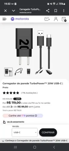 Carregador Motorola original
