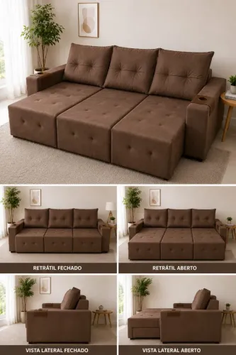 sofa retratil suede 4 lugares novo