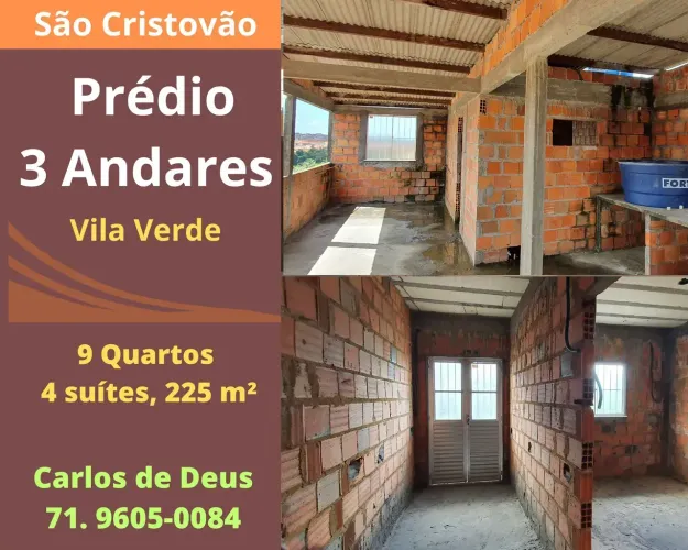 Prédio 3 andares, 9 Quartos, 4 Suítes, 225m², Jardim Vila Verde, São Cristovão