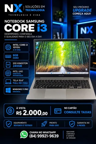 Notebook Samsung Intel Core i3 10ª Geração | 8GB RAM | SSD 240GB | Windows 11 Pro