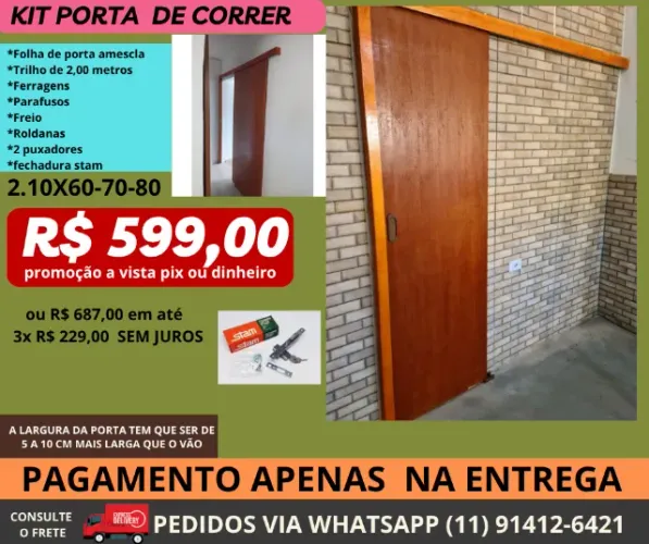 porta para banheiro de correr 210x60 ou 70