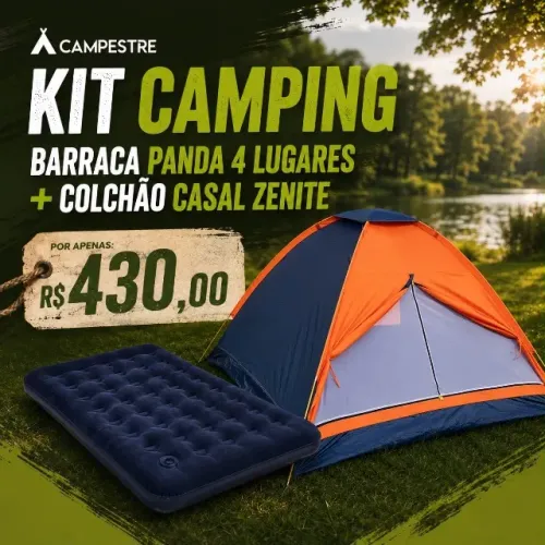 Kit Acampamento Barraca 4 Pessoas e Colchão Inflável Casal Nautika