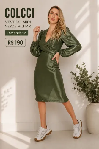 Vestido Mídi Colcci | Verde Militar |
