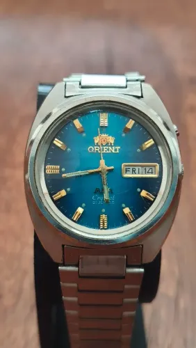 Relógio Orient Automático Vintage Azul degradê Vidros facetado