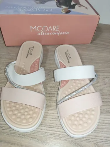 Sandália Modare ultra conforto nude com strass 34 nova