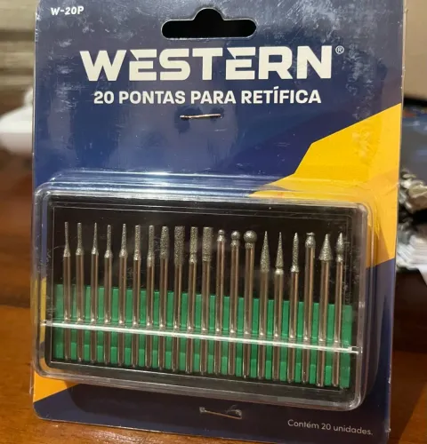 Kit 20 Pontas Brocas Diamantadas para o Micro Retífica, Aço e Diamante, 3mm.