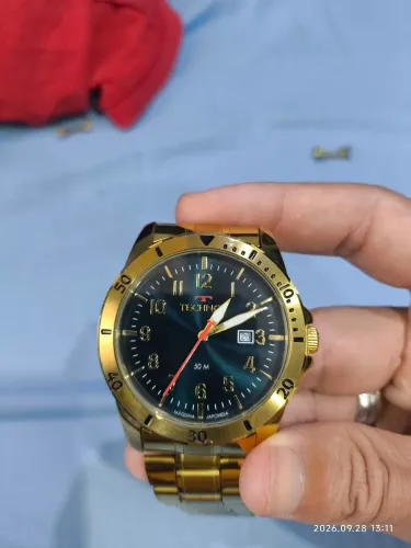 Relógio technos banhado a ouro original a prova d'água