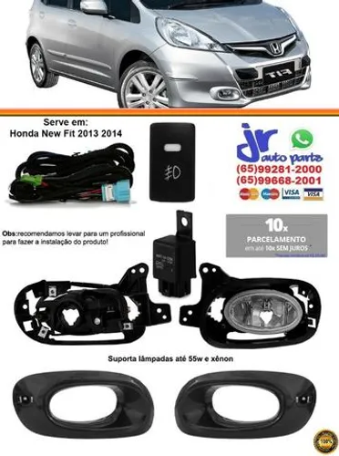 Kit Farol de Milha Honda Fit 12 13 14 Botão Similar ao Original