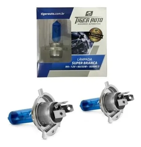 Kit Lâmpada Super Branca H4 Par 8.500K Tiger Auto