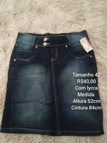 Saia jeans tamanho 42 sem lycra 