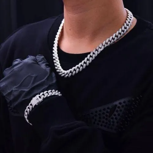 Kit Corrente + Pulseira Cuban Cravejado Ice / Estilo Trap / Hip-Hop Moda Masculina Neymar