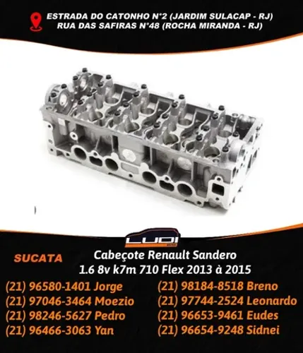 Cabeçote Renault Sandero 1.6 8v k7m 710 Flex 2013 à 2015