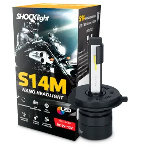 Lâmpada Led Moto H4 Nano 6000k 3600lm S14-m Shocklight