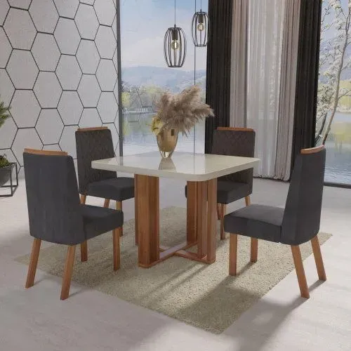 jogo de mesa 4 cadeiras cinza 