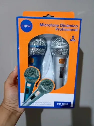 Microfone Dinâmico Profissional Inova MD-12633 - 2 Microfones