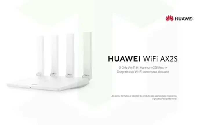 Roteador HUAWEI AX2S, Wi-Fi 6 5 e 2.4 GHz, 4 Antenas, Rede Mesh, Wi-Fi com mapa de calor
