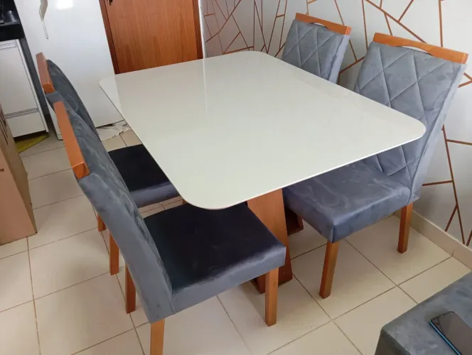 Mesa de Jantar Tampo em vidro 4 lugares Viena