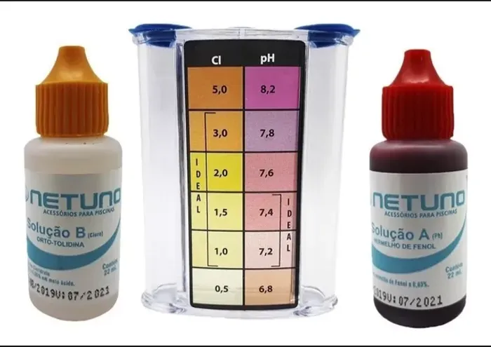 Estojo Teste Para Medir Níveis De Ph E Cloro Água De Piscina