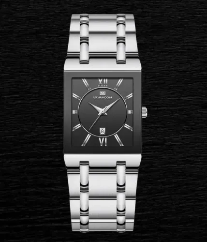 Relógio Executivo Quadrado Cromado