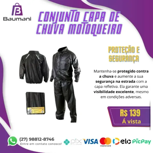 Conjunto Capa de Chuva Para Motoqueiro Refletivo