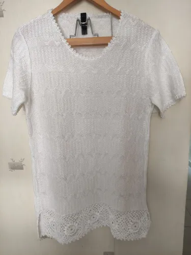 Blusa barrado crochê flores M