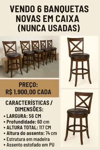Banquetas altas de madeira e couro