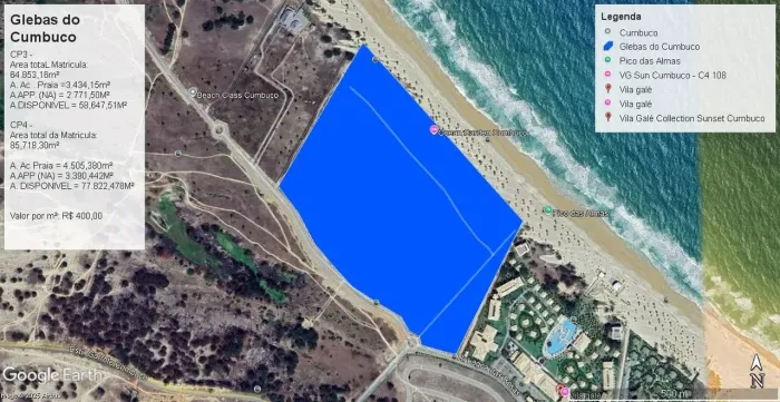 Terreno Frente Mar à Venda no Cumbuco - Caucaia - CE.