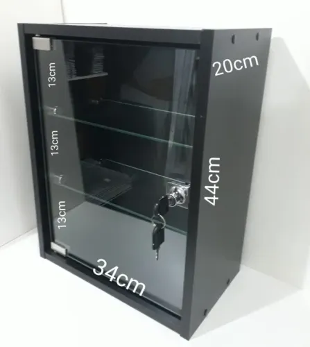 Vitrine MDF 20 x 31 x 44cm - para parede ou balcão - Preta TX