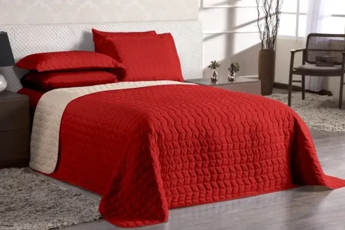 Cobre Leito Cama Casal Vermelho